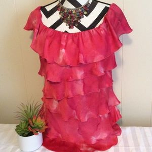 White House Black Market Coral tiered blouse.